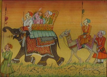 indio Painting - procesión con elefante de la India